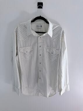 Vintage Genuine Roebucks Western Blue White Pearl Snap Button-Down Shirt-Size XL